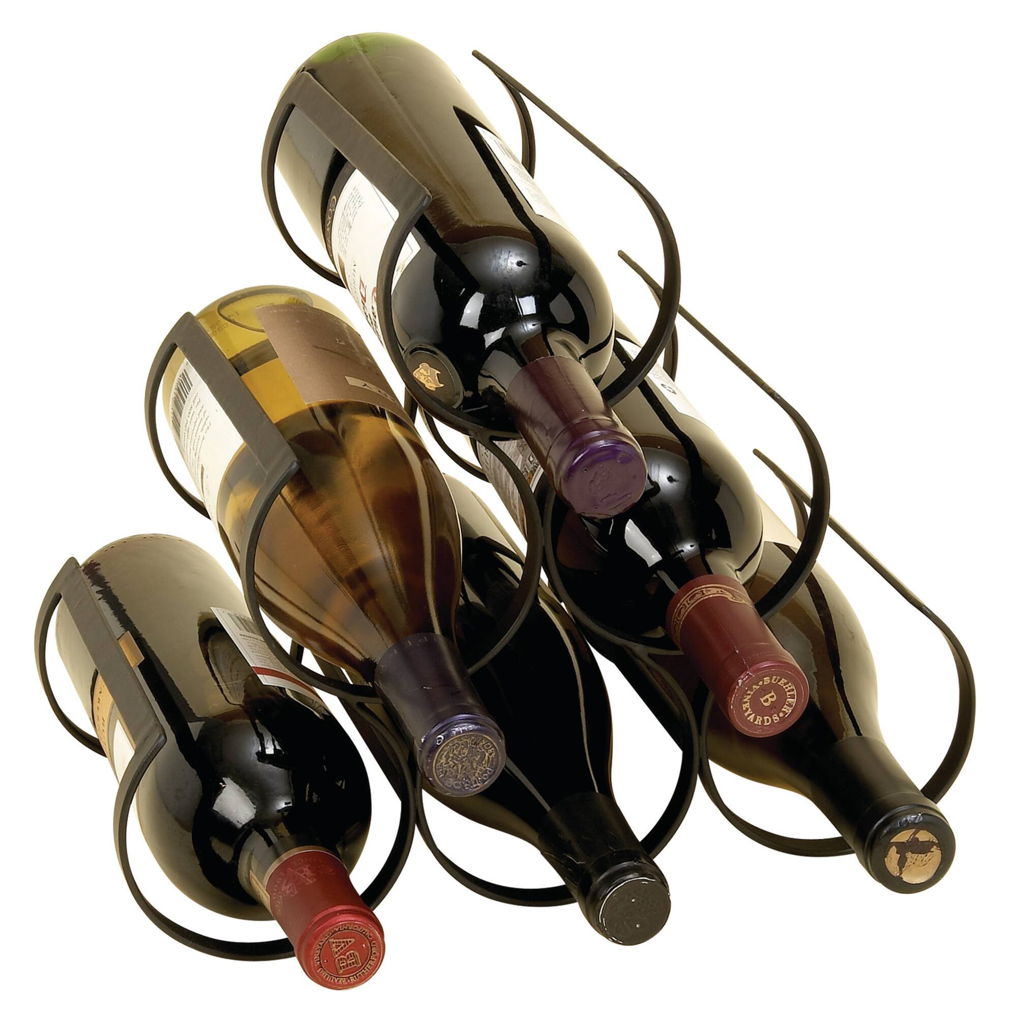 10" Black Metal Industrial Wine Holder Rack
